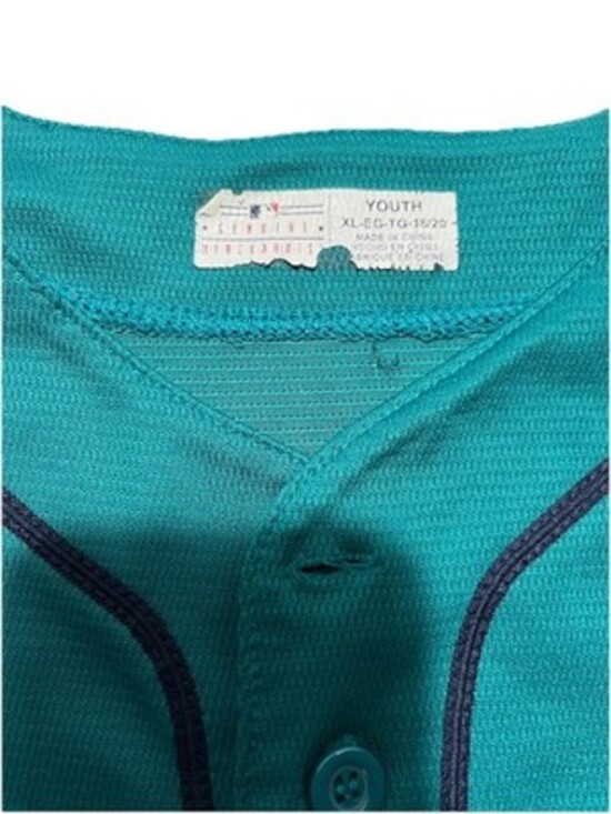 Ken Griffey Jr. #24 Mariners Aqua Cool Base Sewn Stitched Jersey KIDS/YOUTH XL - Picture 3 of 7